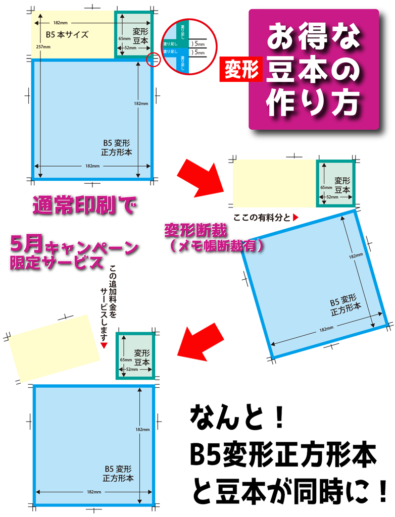 5月キャンペーン変形豆本と正方形本